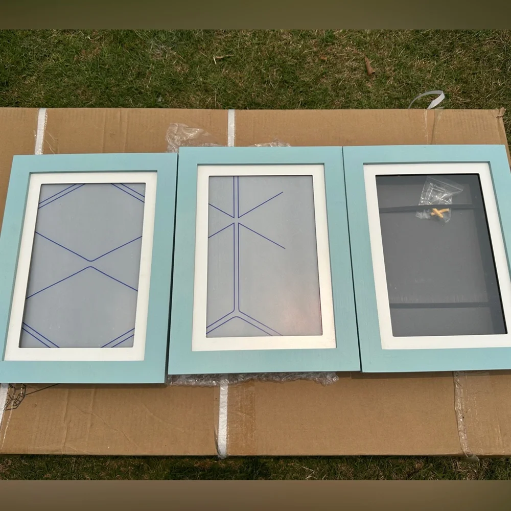 3 pack Blue and White Kids Artwork showcase Picture Frame